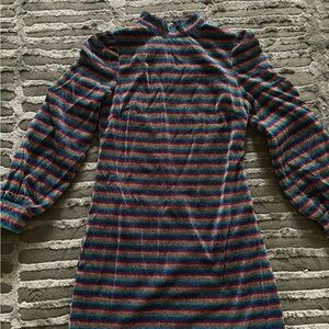 Shimmery & Colorful Striped Long Sleeve Dress